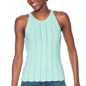 WHBM | Metallic Shimmer Halter Sleeveless Sweater Pullover Tank Aqua Size Small